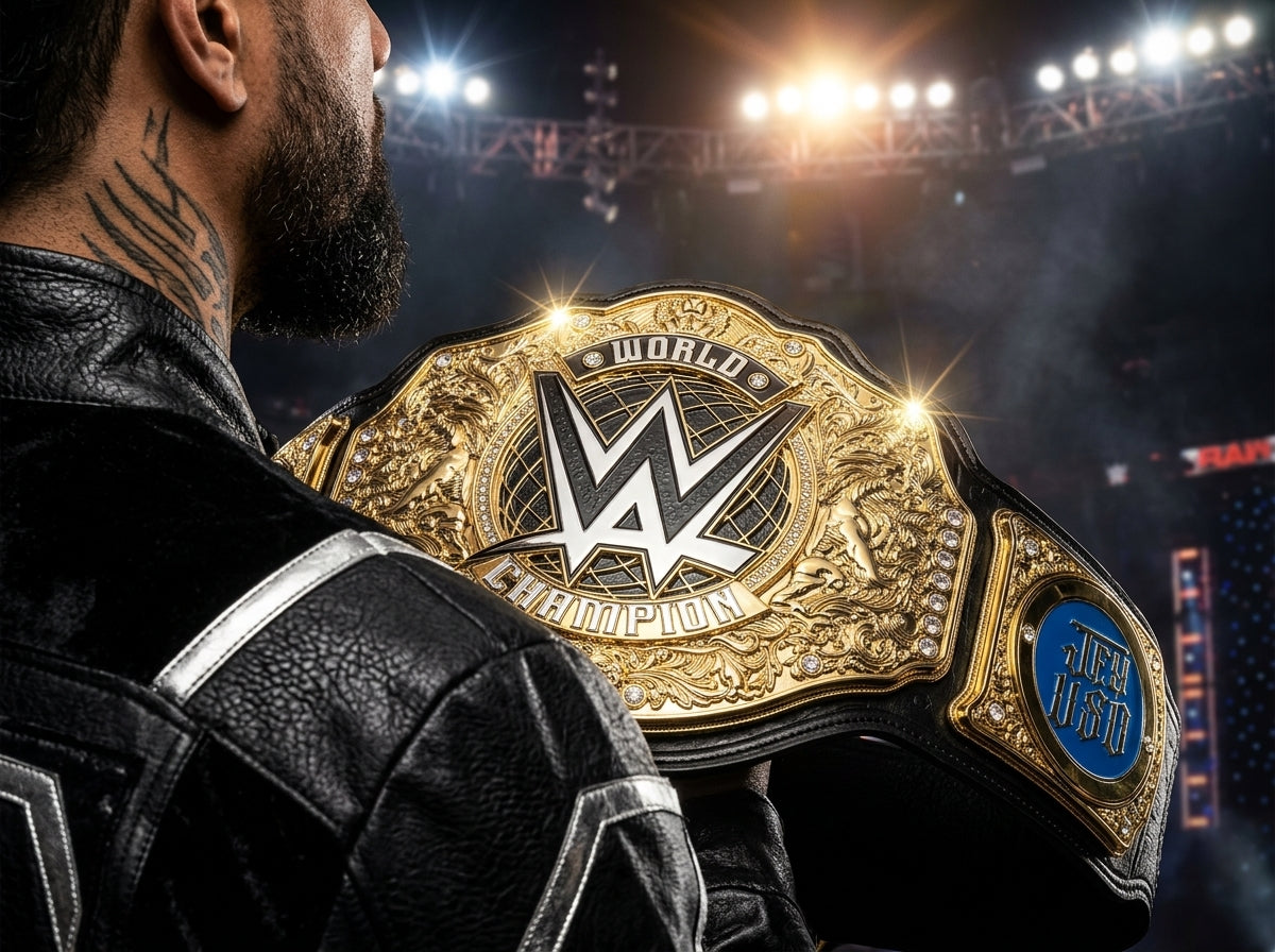 World Champion Gold Wrestling Title Belt | Custom Nameplate Edition
