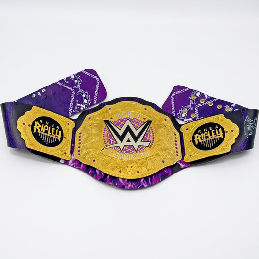 Purple & Gold Wrestling Championship Belt | Bandana Print Custom Nameplate Edition