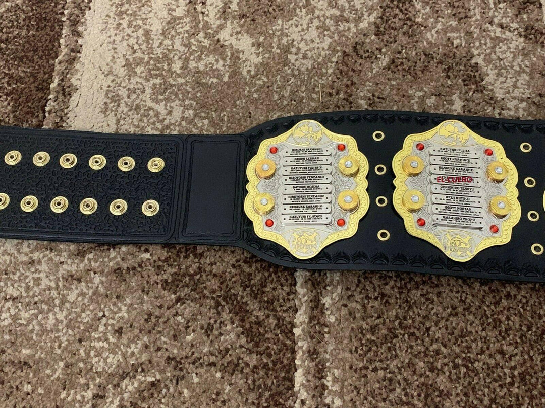 IWGP Heavyweight Brass Championship Title Belt – TV Accurate Kazuchika Okada Edition with Black Leather Strap
