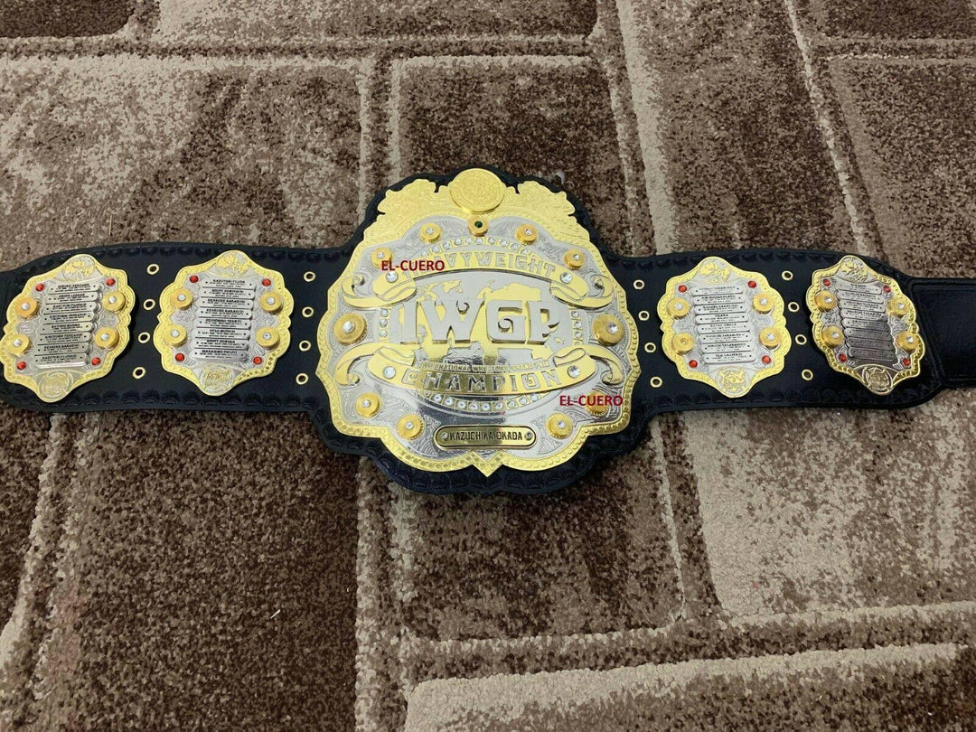 IWGP Heavyweight Brass Championship Title Belt – TV Accurate Kazuchika Okada Edition with Black Leather Strap