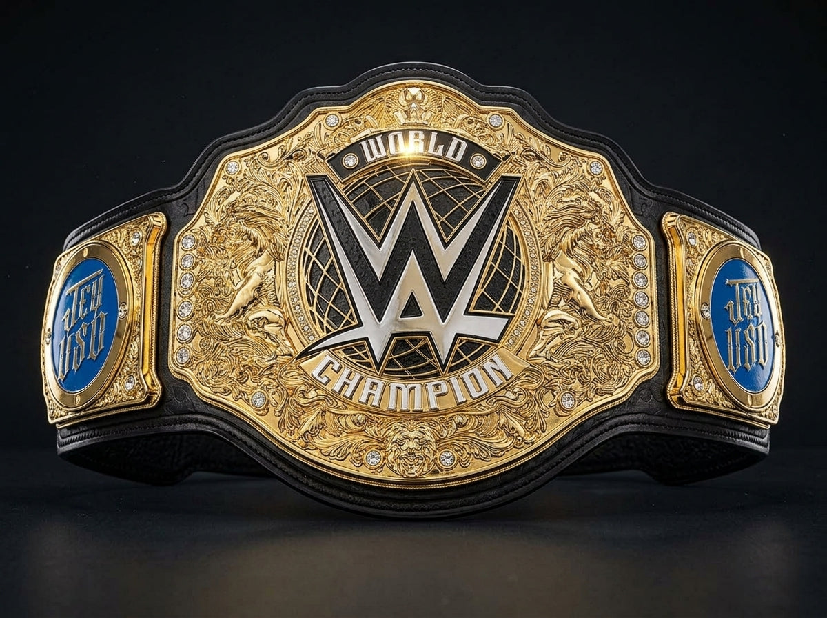 World Champion Gold Wrestling Title Belt | Custom Nameplate Edition