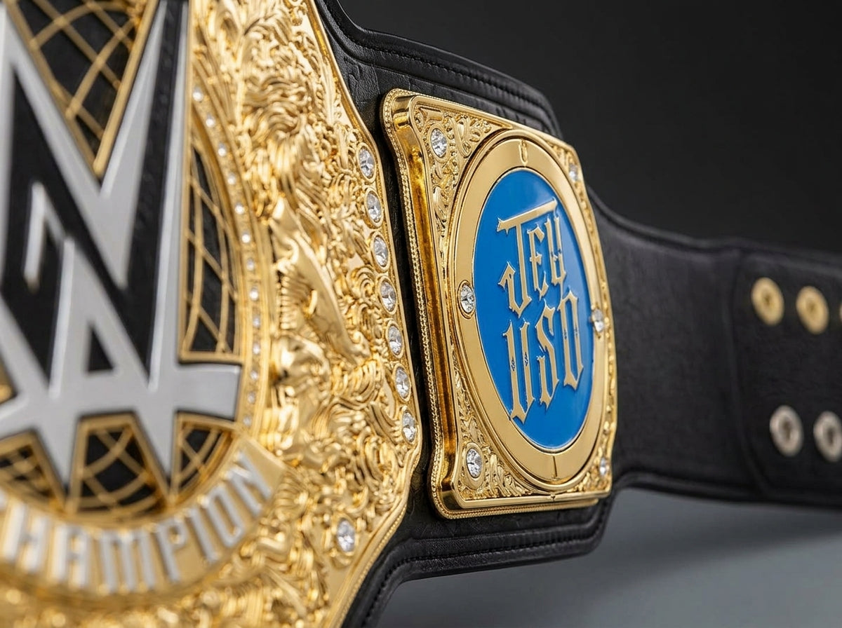 World Champion Gold Wrestling Title Belt | Custom Nameplate Edition