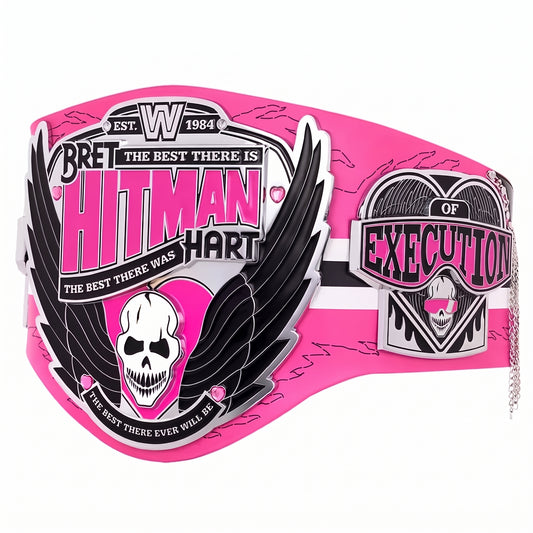 Pink & Black Wrestling Championship Belt | Winged Skull Design