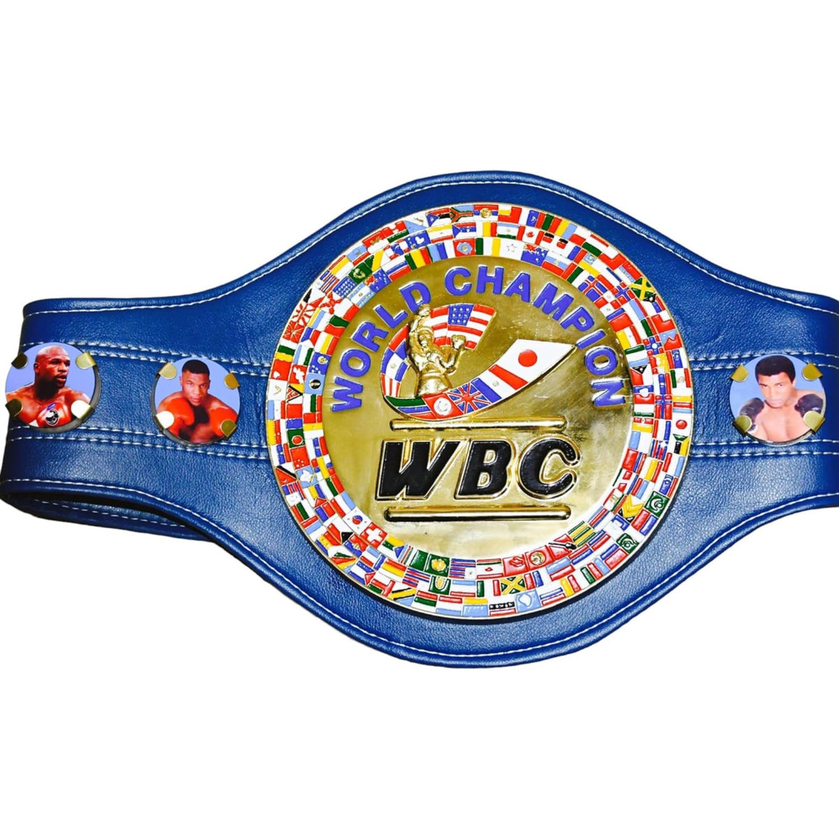 WBC world champion belt with colorful medallion on a white background