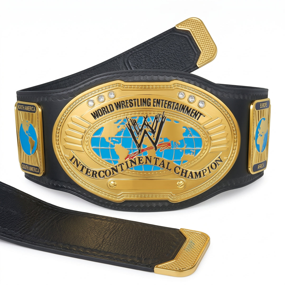 Gold Global Champion Wrestling Belt | Oval World Map Design