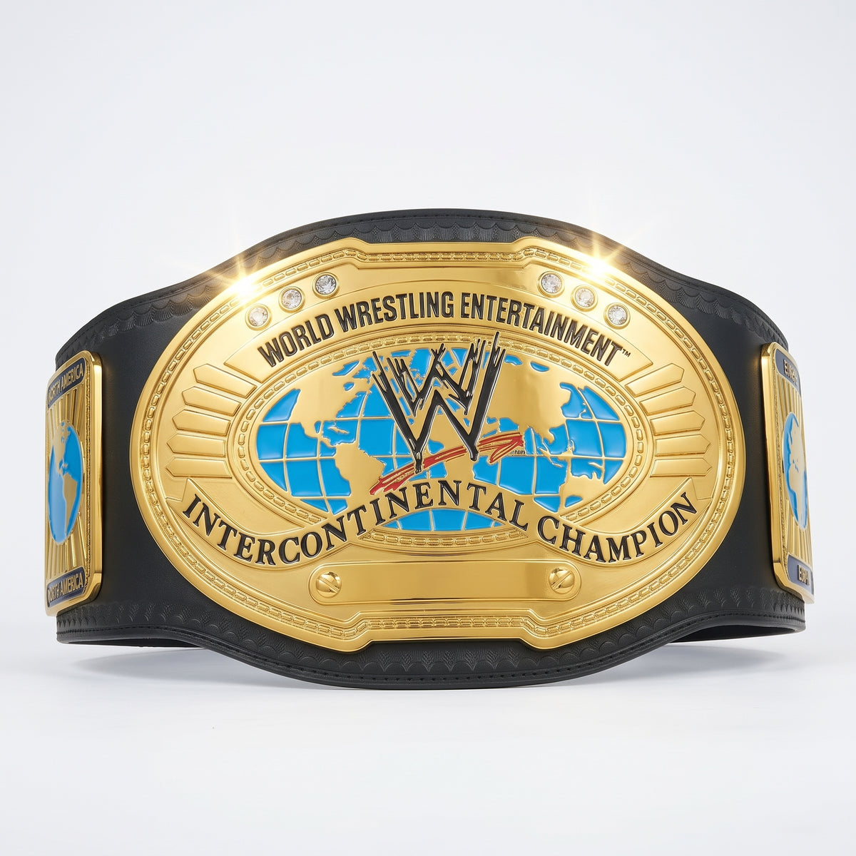 Gold Global Champion Wrestling Belt | Oval World Map Design